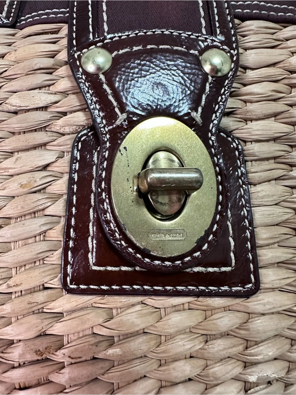 Coach woven straw